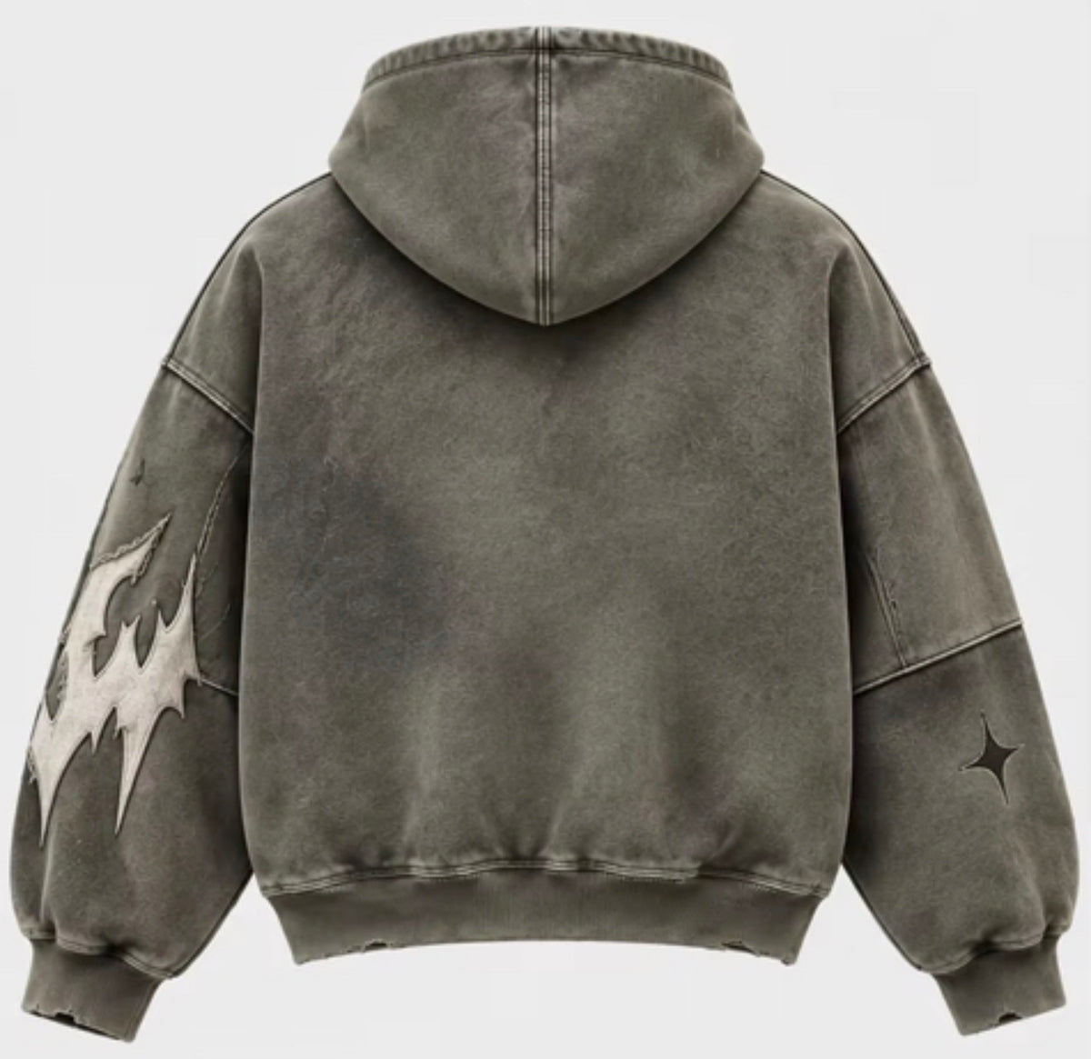 WOUNDEAD Heavyweight Zip Hoodie – Washed Grey LIMITED EDITION